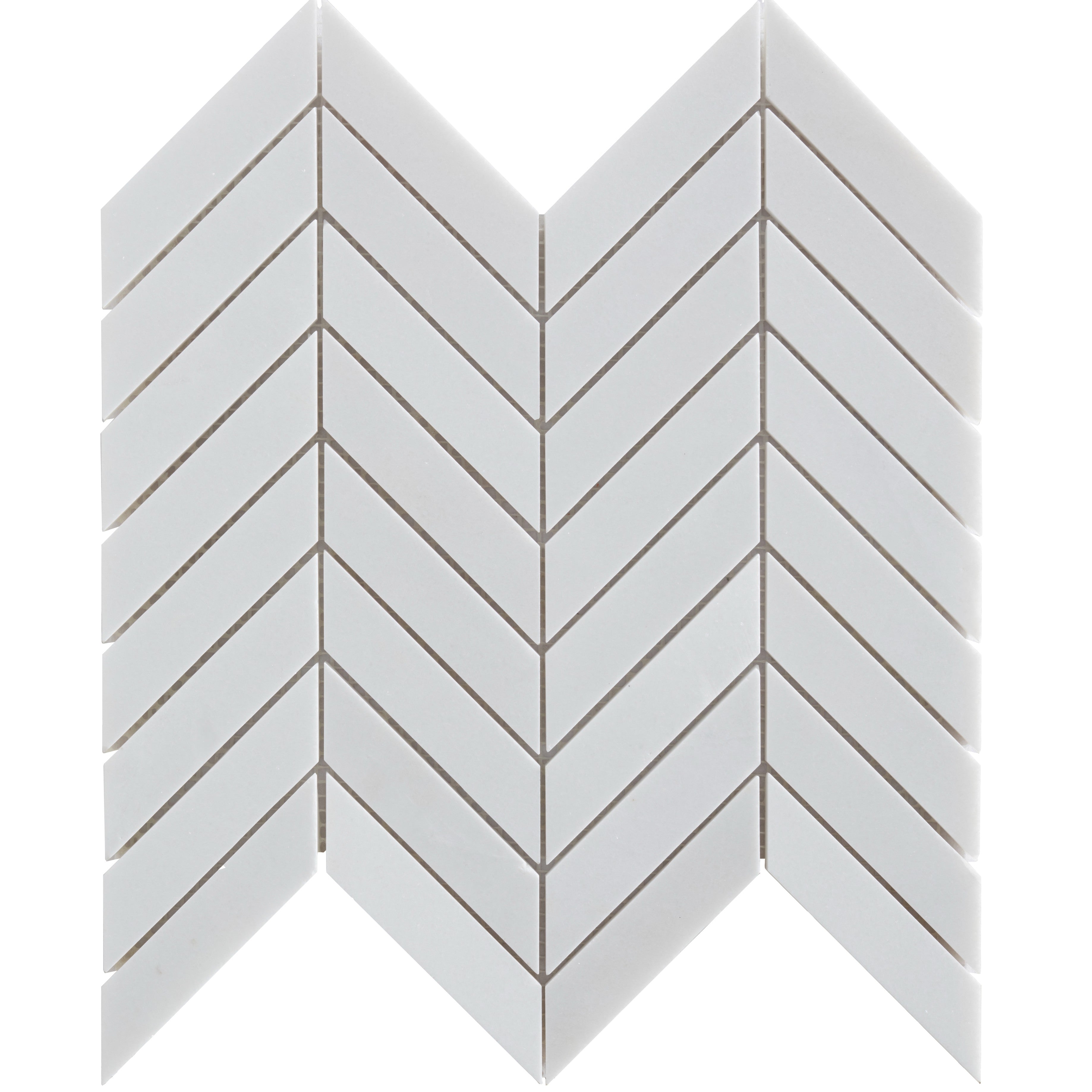 Thassos Chevron 1" x 4" Polished Marble Mosaic