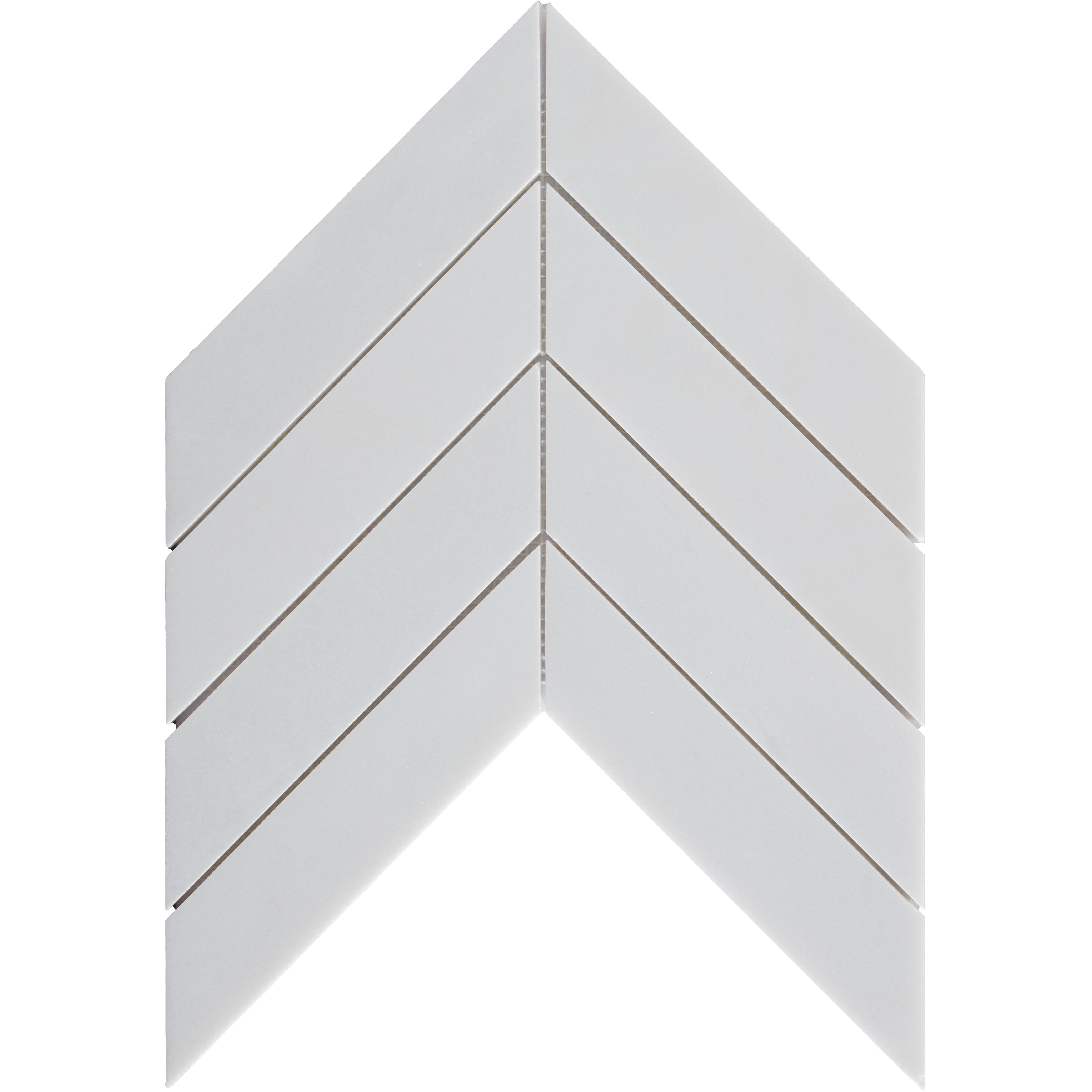 Thassos Chevron 2" x 8" Polished Marble Mosaic