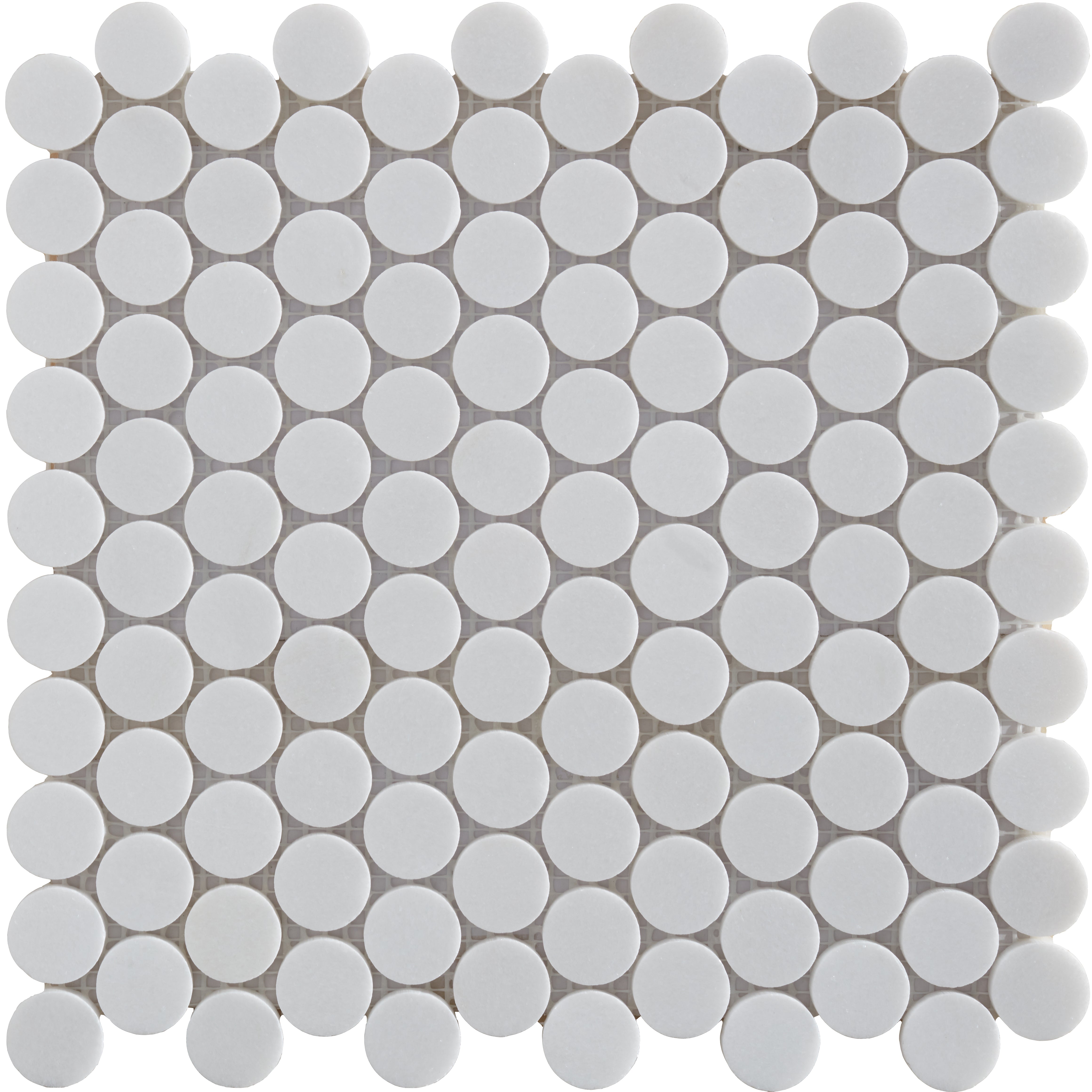 Thassos Penny Round Polished Marble Mosaic