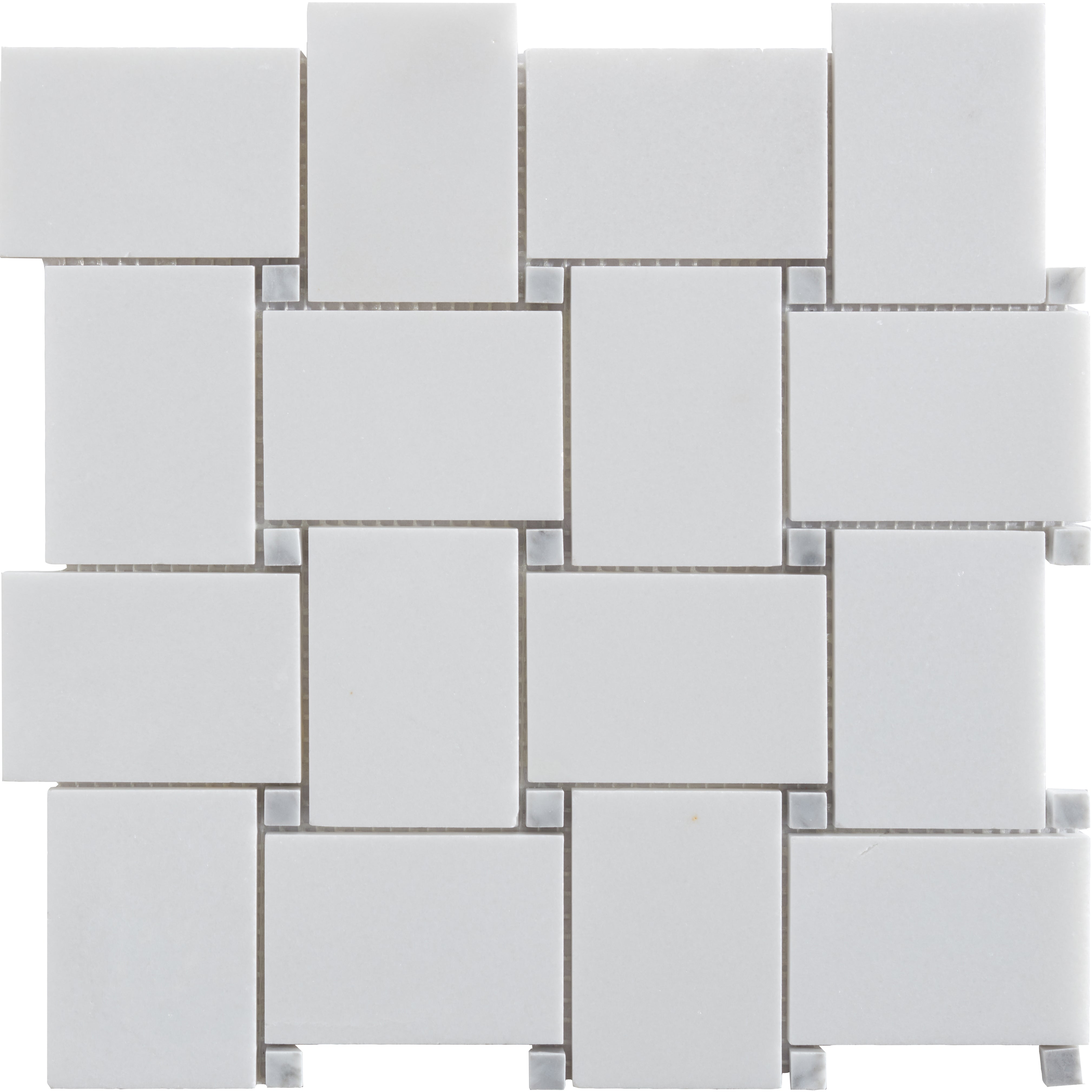 Thassos Large Basketweave Polished Marble Mosaic