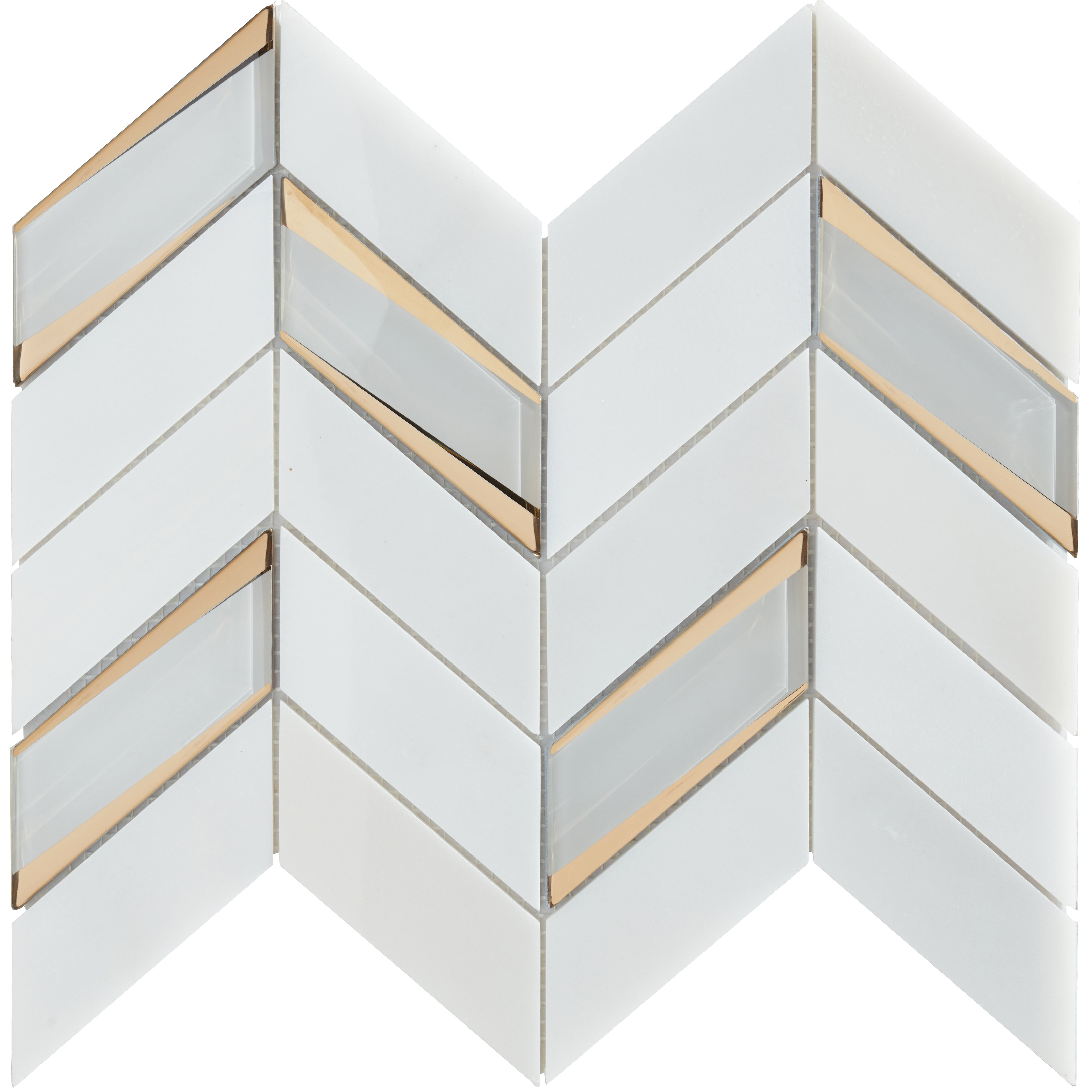 Jayna White w/Gold and Glass Chevron Mosaic