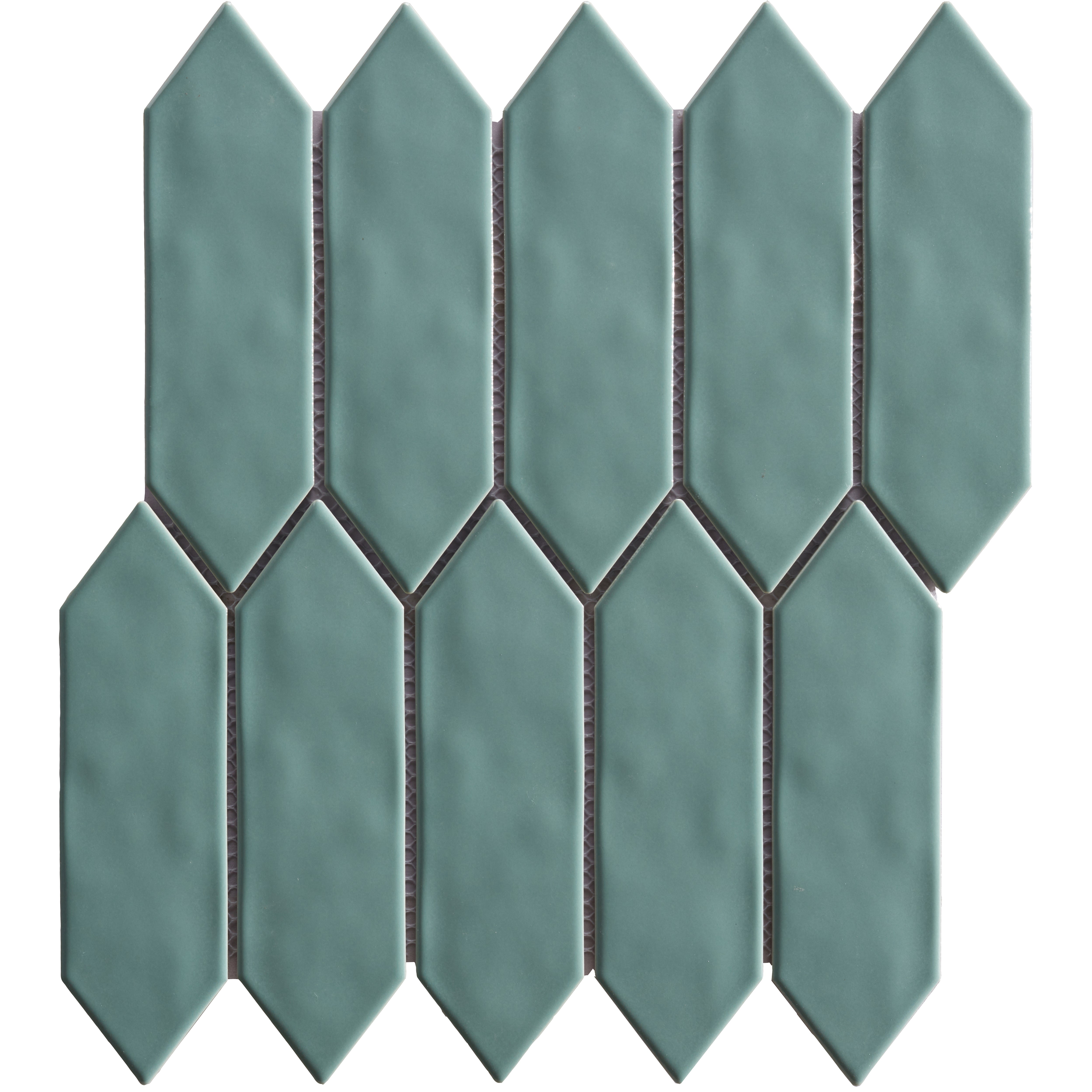 Mondial Seafoam Gloss Picket 2" x 6" Porcelain Mosaic