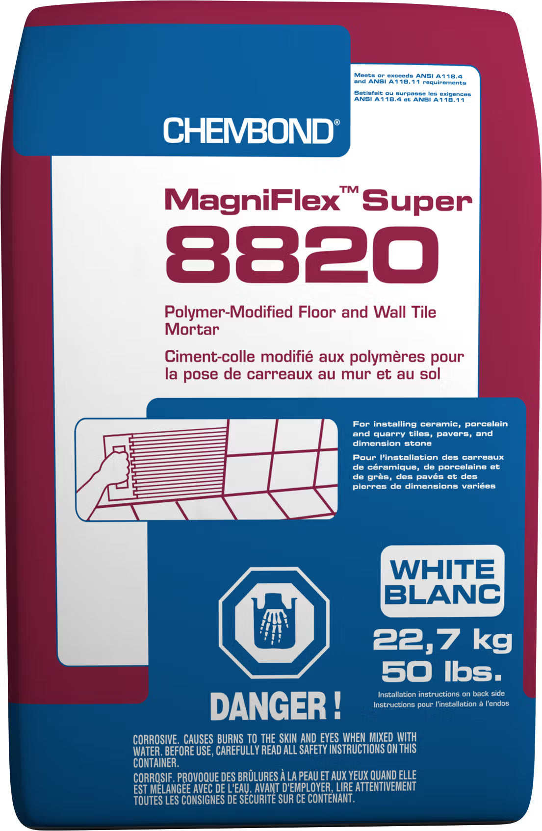 Chembond - Magniflex Super 8820 Floor & Wall Tile Mortar, White - 50 lb