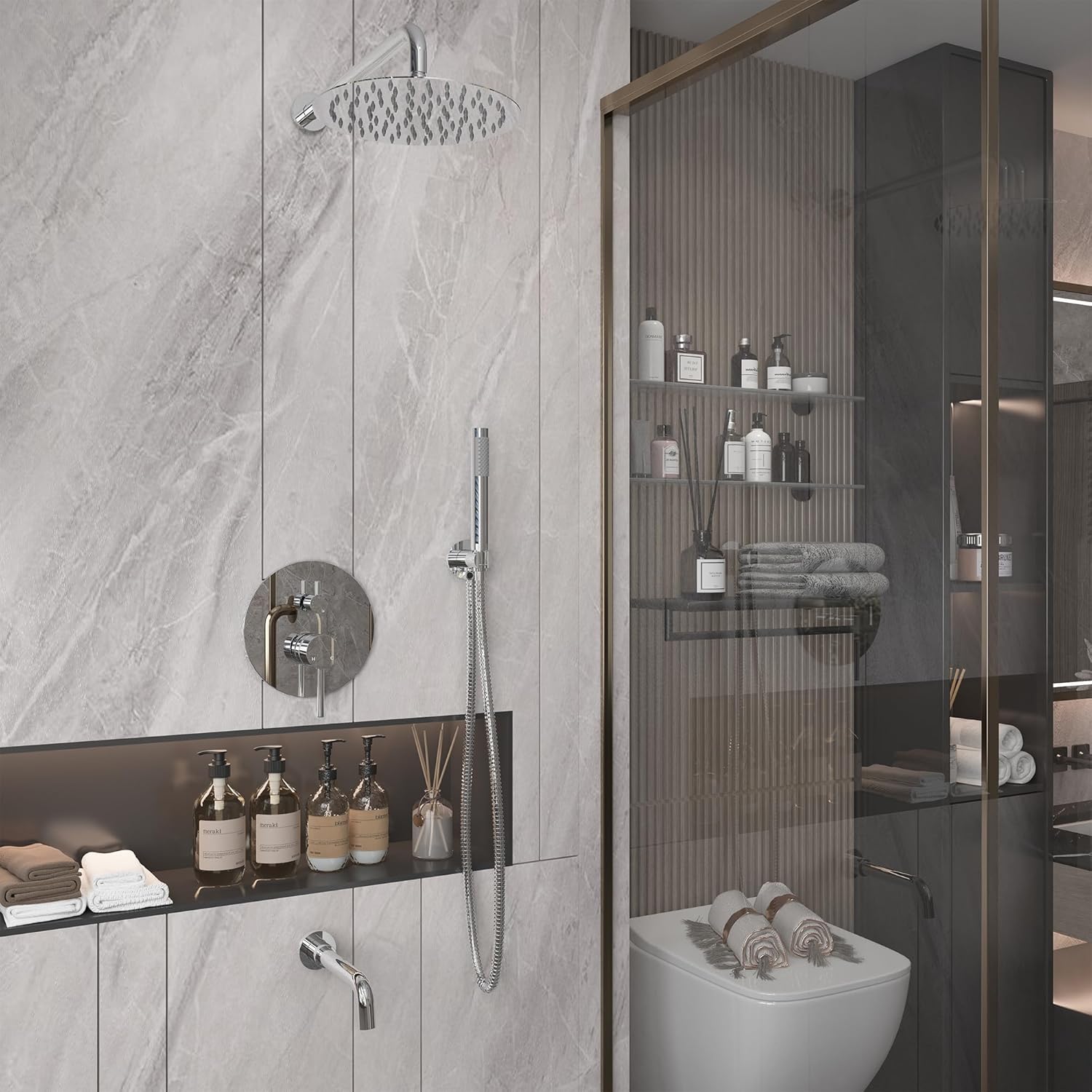 Cosmo Chrome Round Shower Set