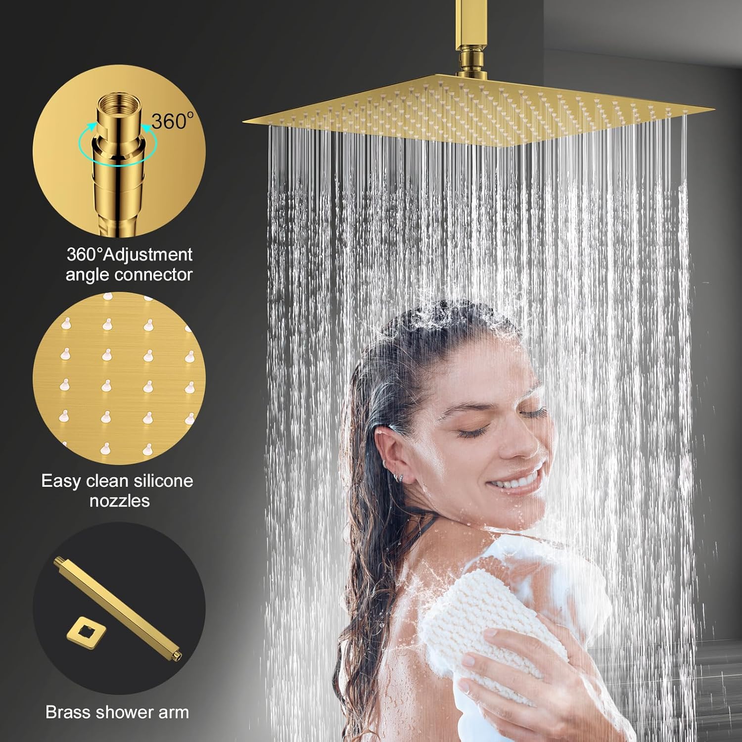 Aurelia Gold Squared Shower Set