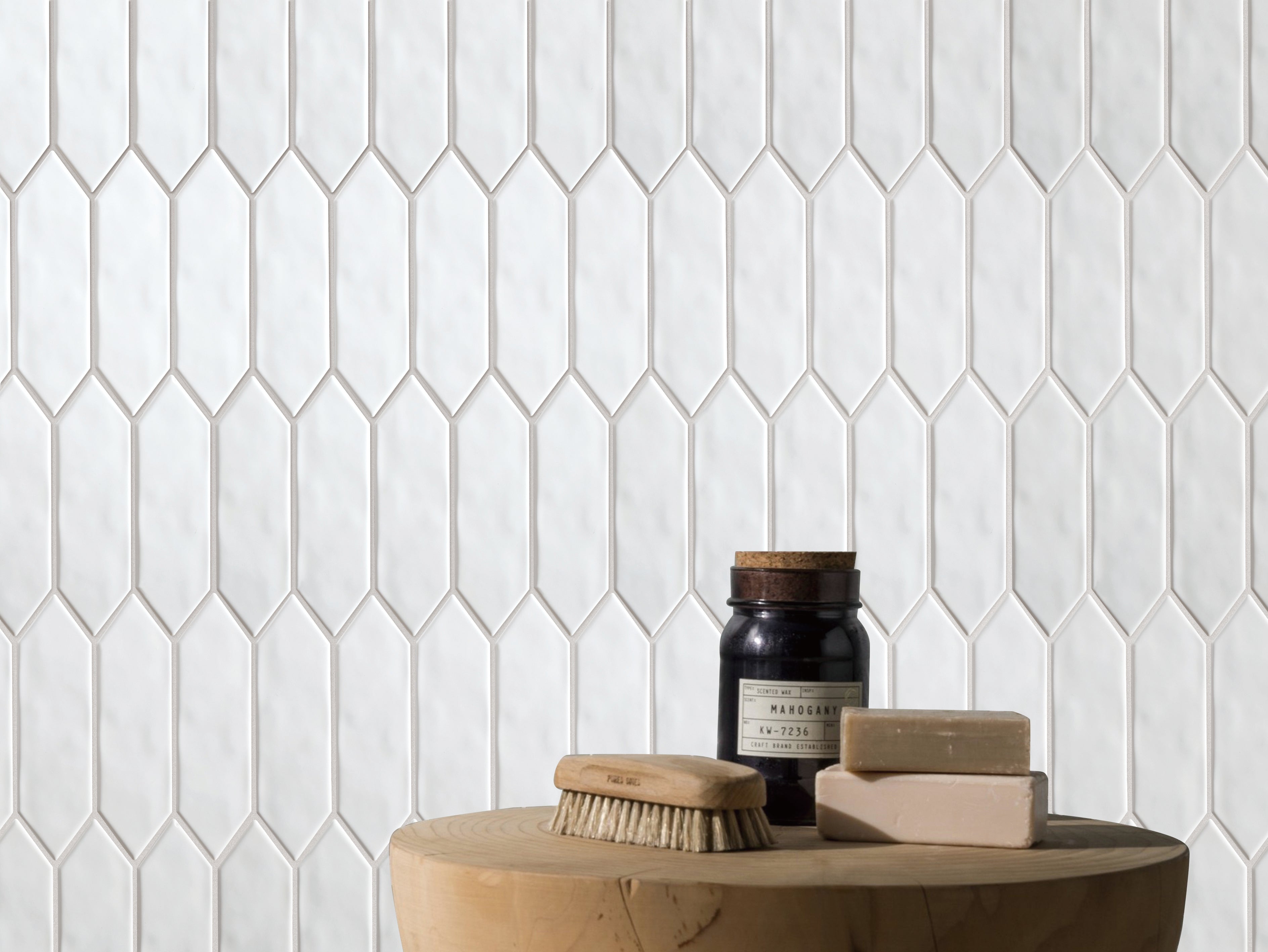 Mondial White Gloss Picket 2" x 6" Porcelain Mosaic