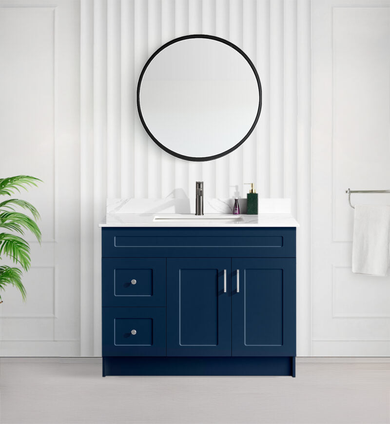 42" SHAKER BATHROOM VANITY WITH QUARTZ COUNTERTOP (MDF)