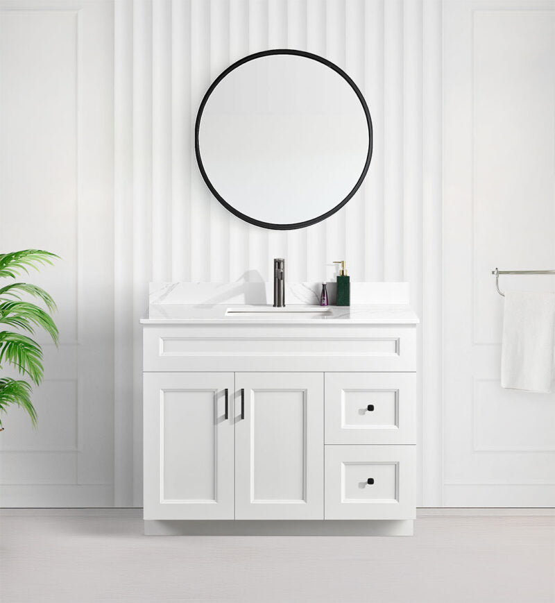 42" SHAKER BATHROOM VANITY WITH QUARTZ COUNTERTOP (SOLID WOOD)