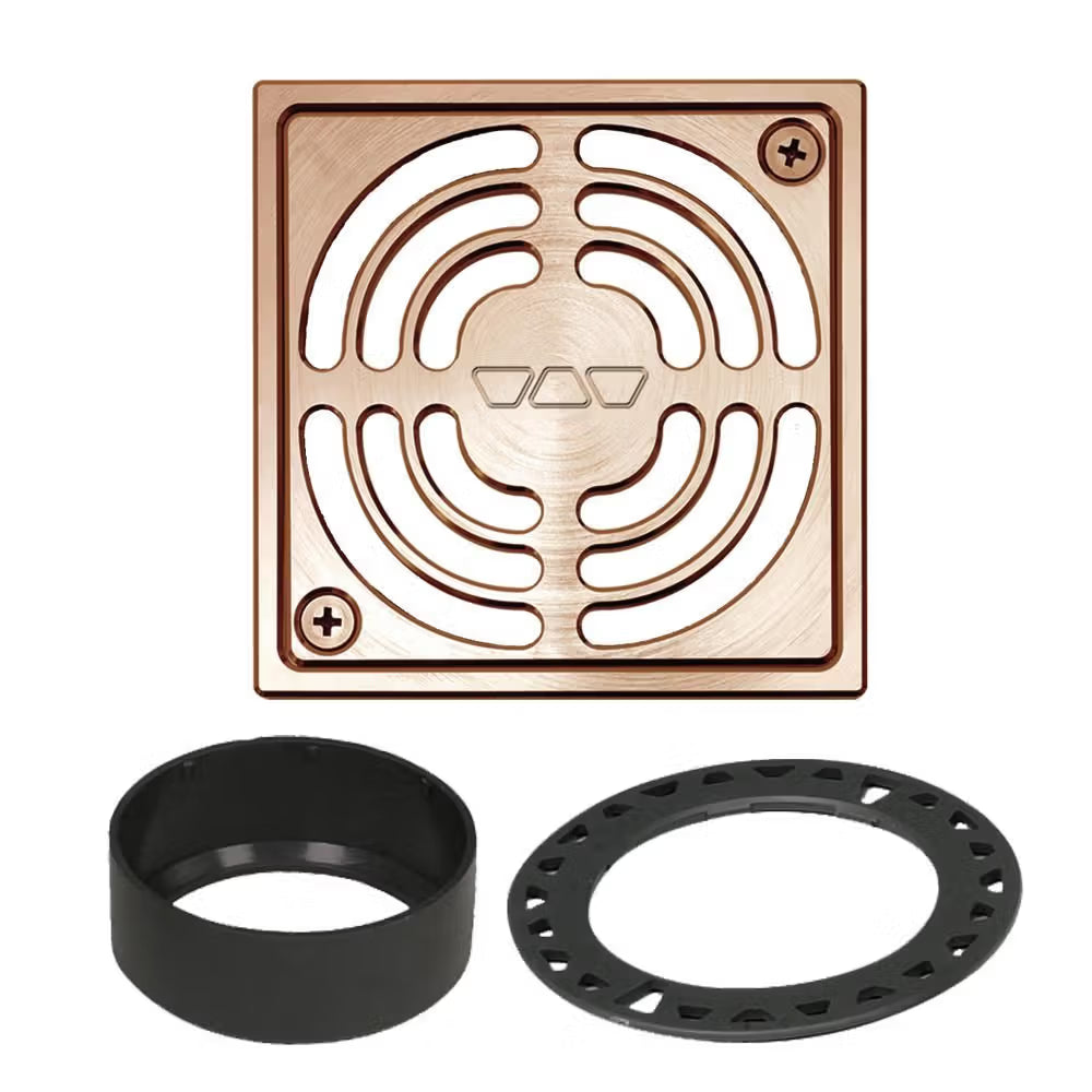 Schluter - KERDI-DRAIN Square Grate Kit Contour - Aluminum Anodized Brushed Copper 4"