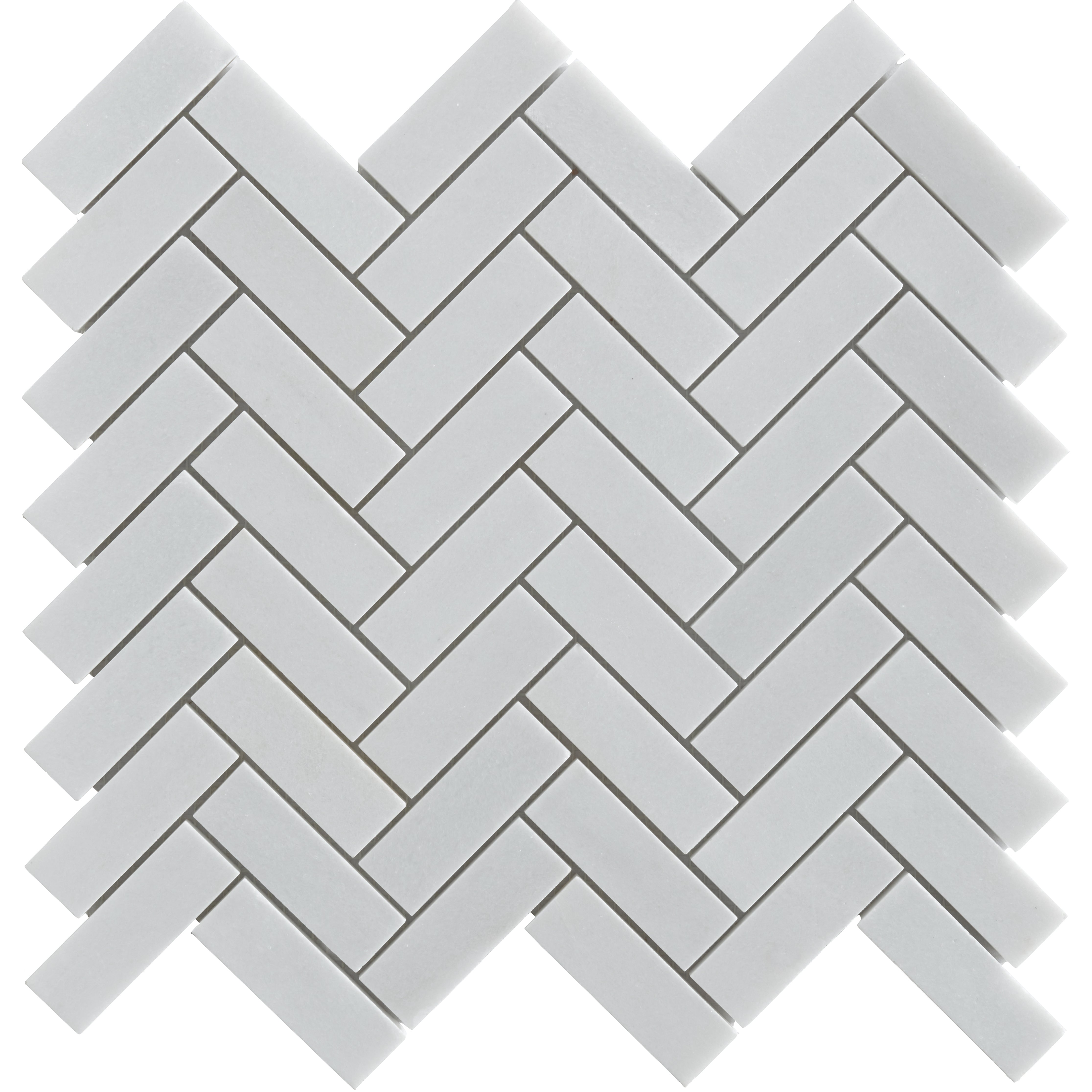 Thassos Herringbone 1" x 3" Polished Marble Mosaic