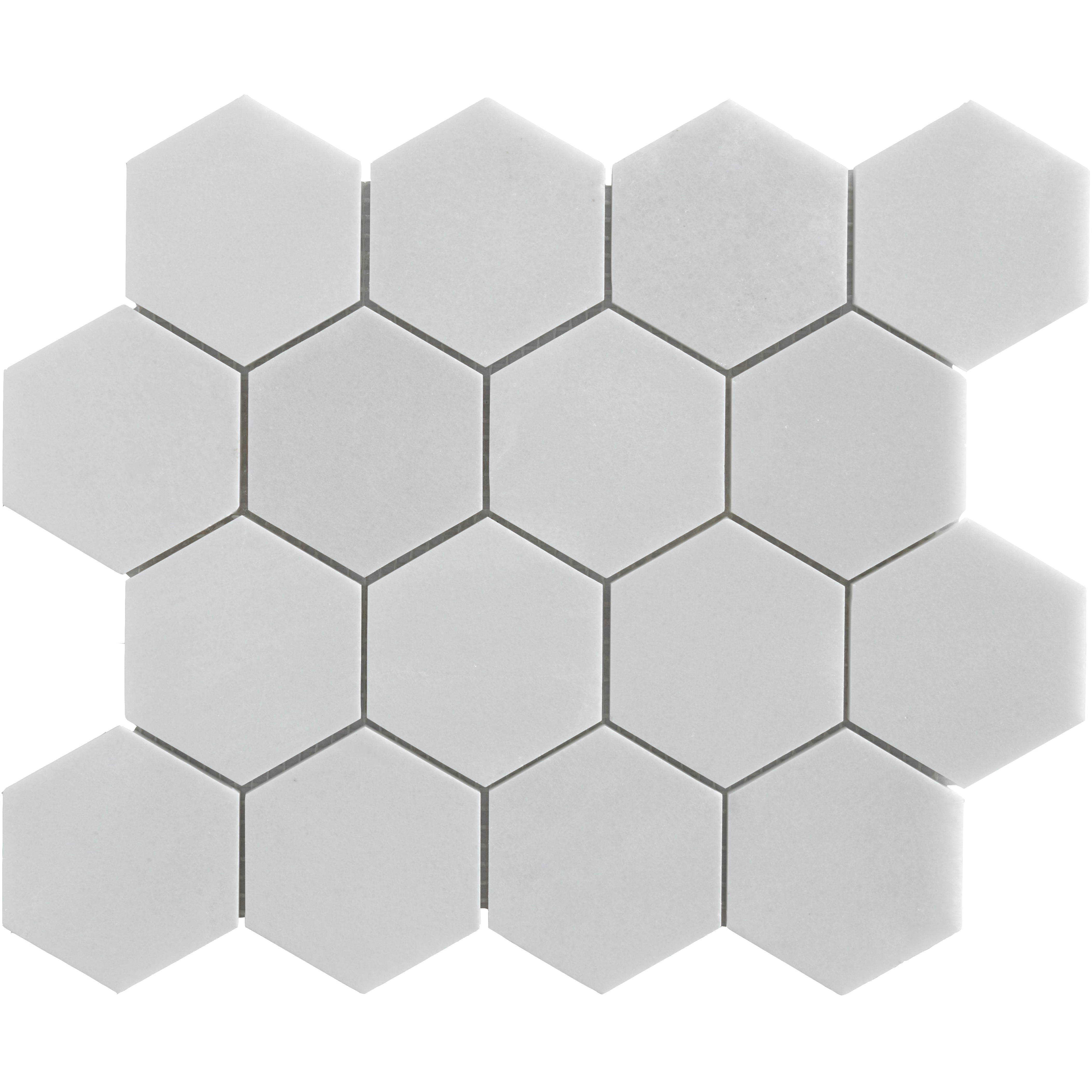 Thassos 3" Hexagon Polished Marble Mosaic