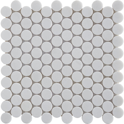 Thassos Penny Round Polished Marble Mosaic