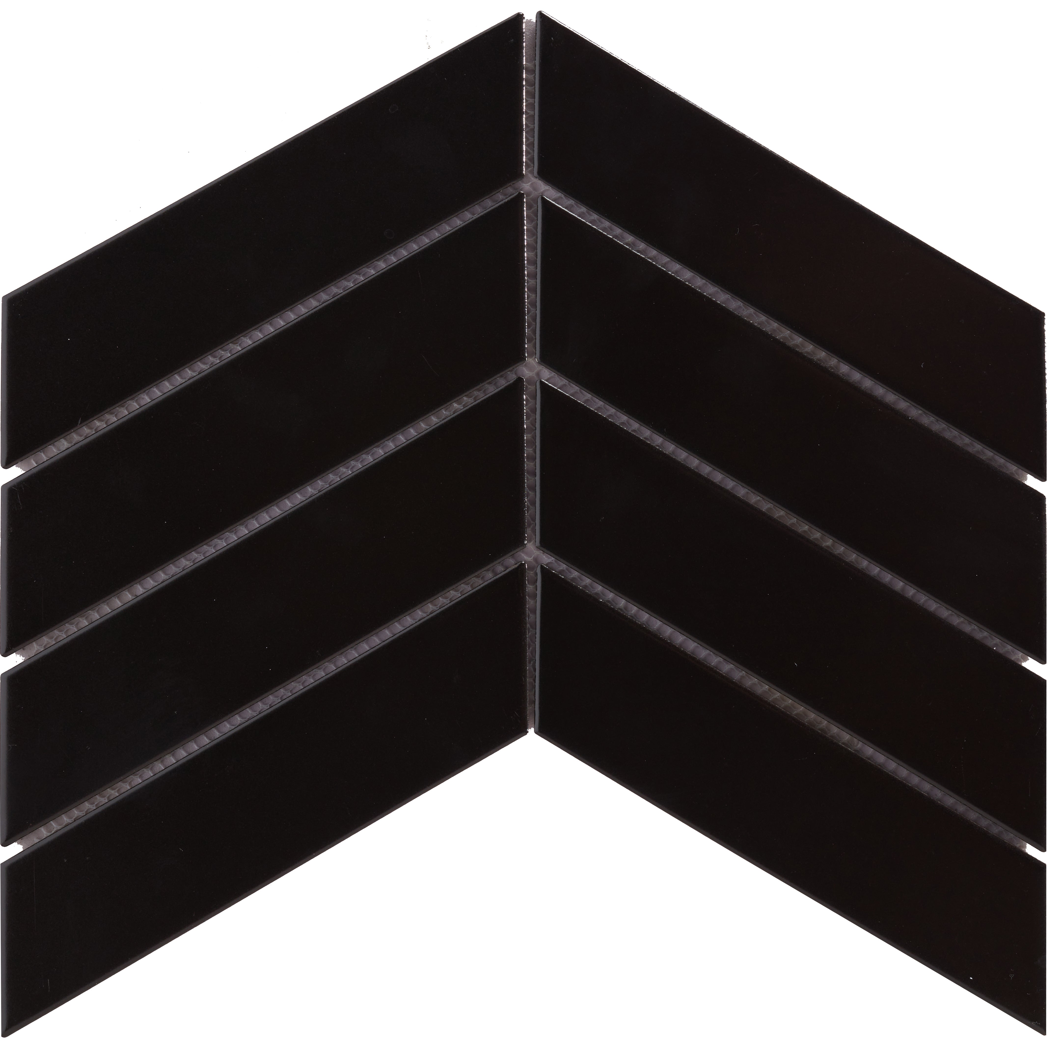 Baleno Black Matte Chevron 2" x 7" Porcelain Mosaic