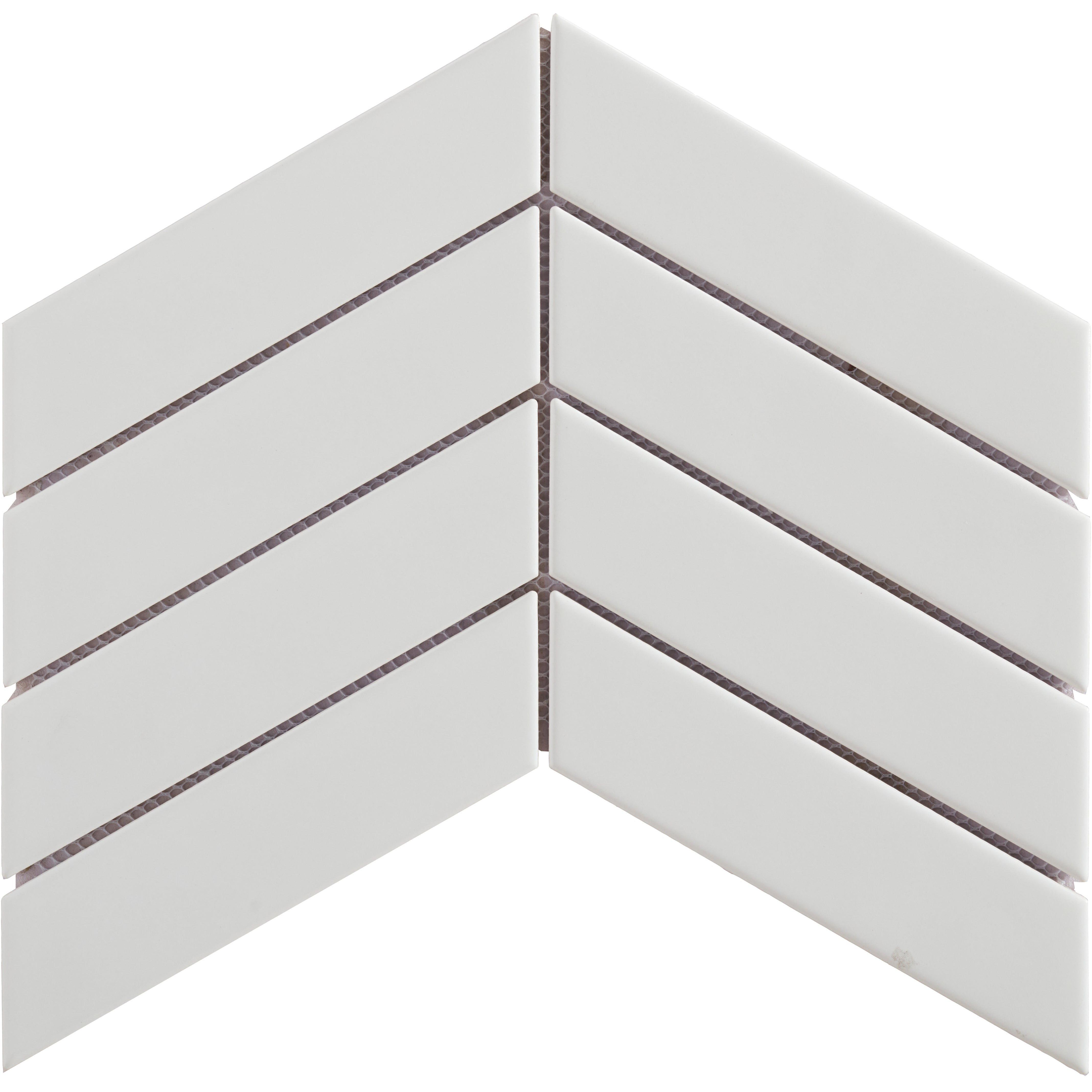 Baleno White Matte Chevron 2" x 7" Porcelain Mosaic