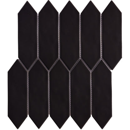 Mondial Black Matte Picket 2" x 6" Porcelain Mosaic