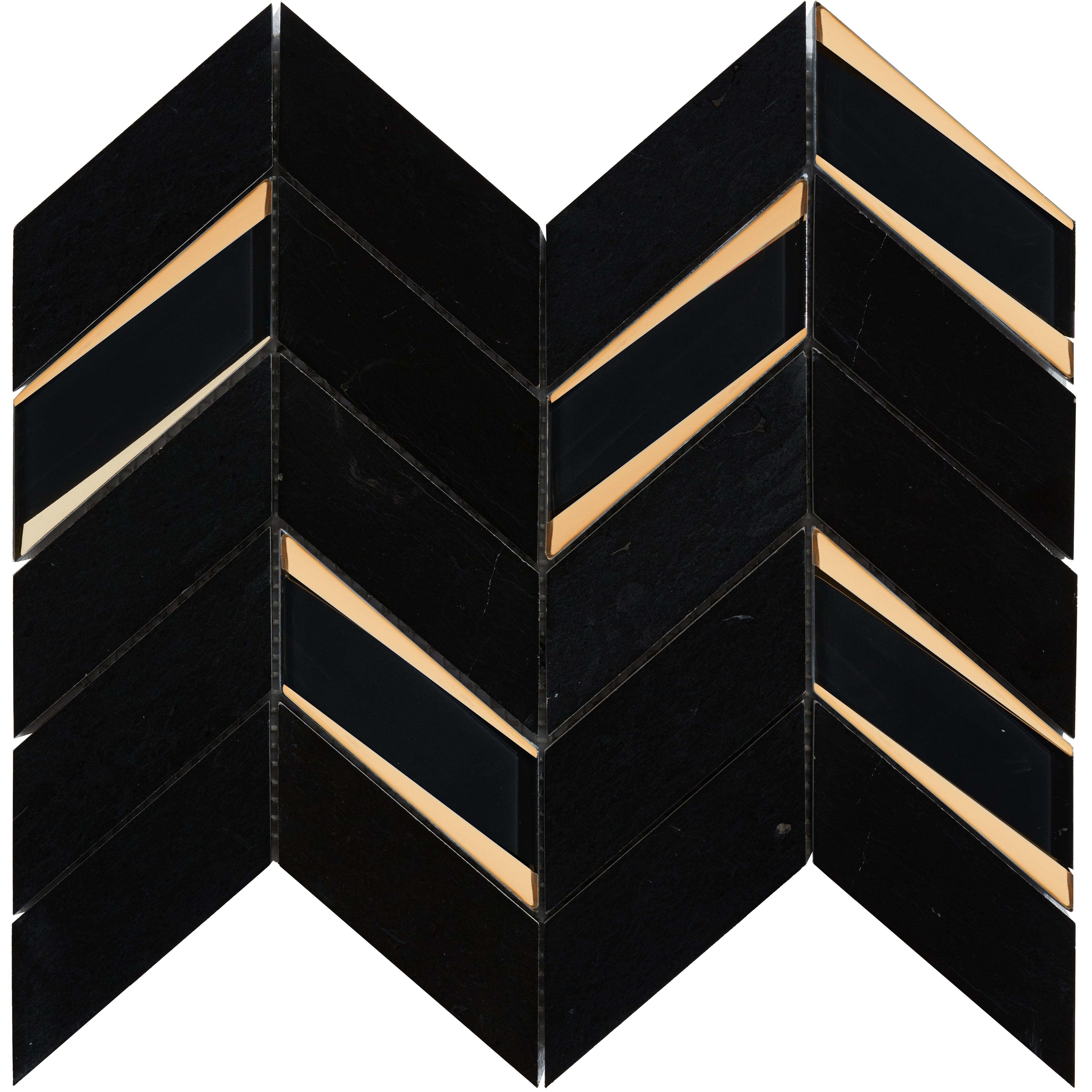 Jayna Black w/Gold and Glass Chevron Mosaic