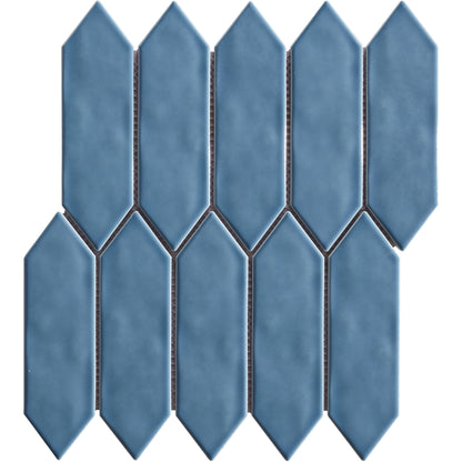 Mondial Light Blue Gloss Picket 2" x 6" Porcelain Mosaic