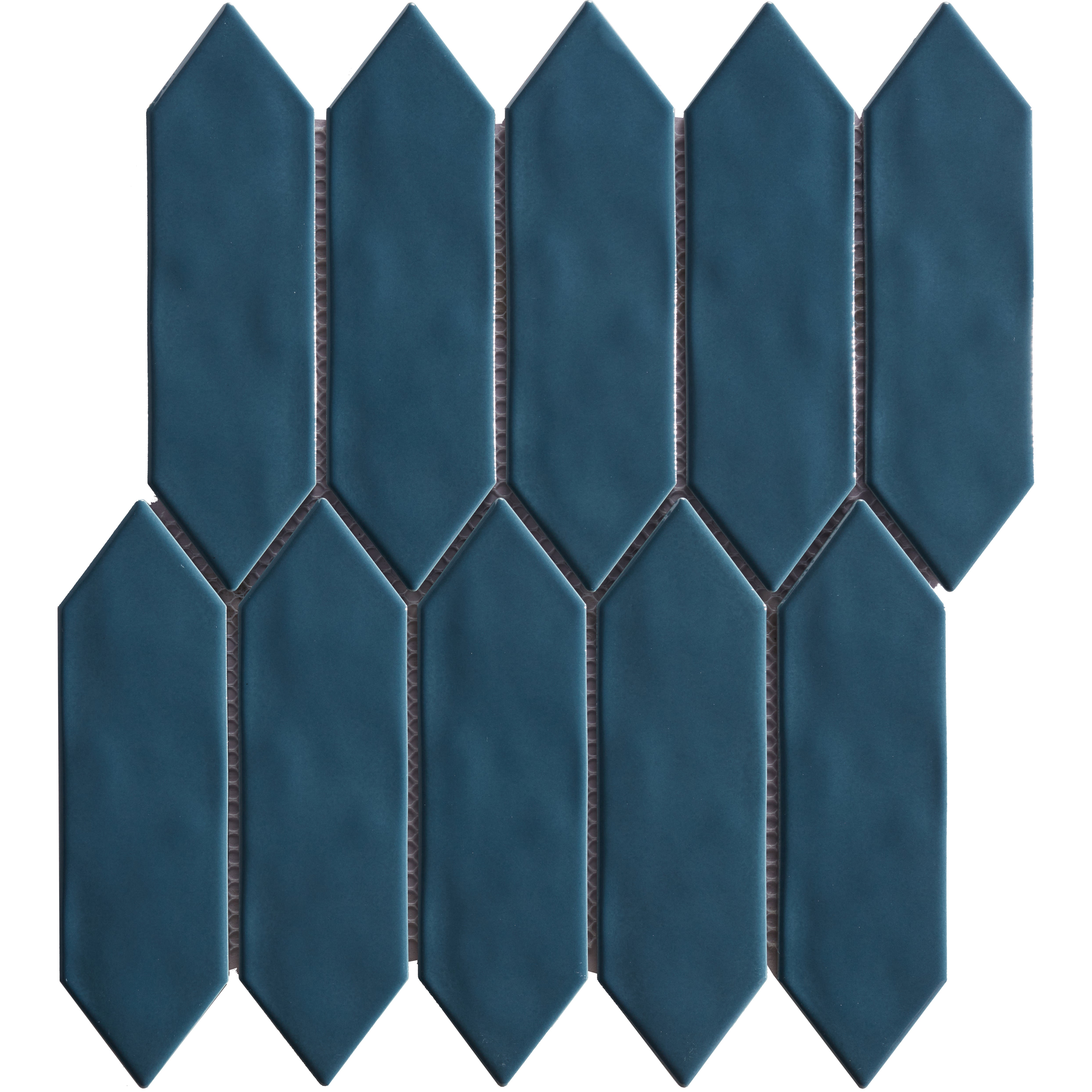 Mondial Ocean Blue Gloss Picket 2" x 6" Porcelain Mosaic