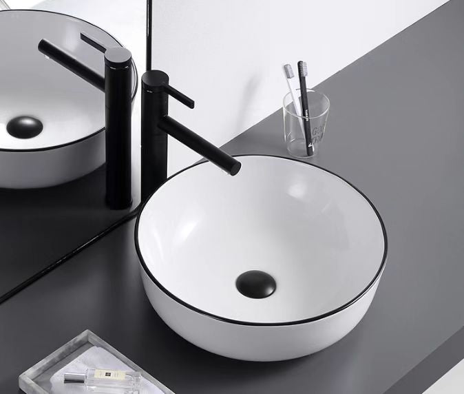 Model 2616BL – White & Black Vessel Sink