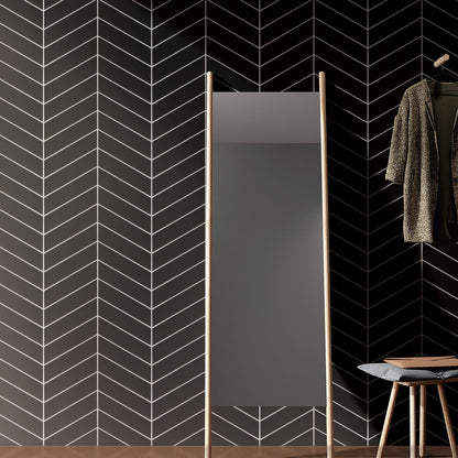 Baleno Black Matte Chevron 2" x 7" Porcelain Mosaic