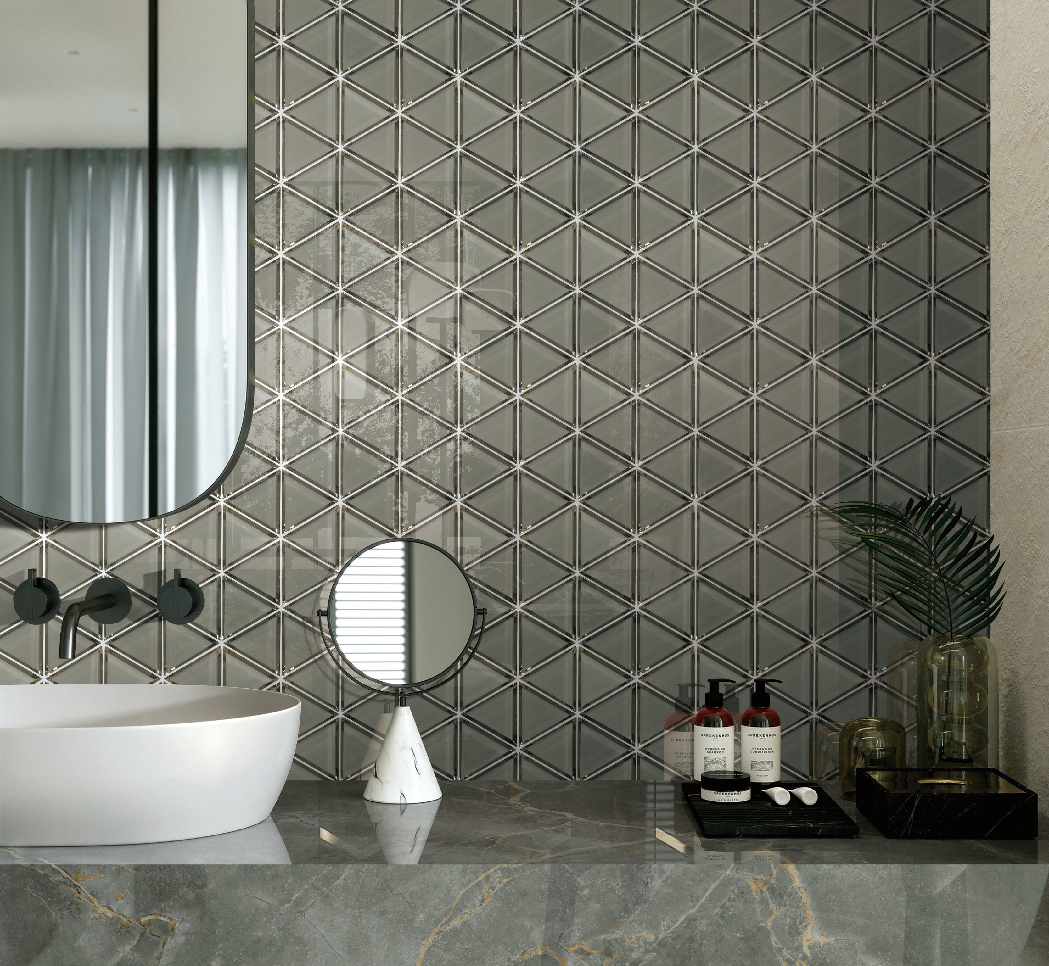 Diamante Smoke Glass Mosaic