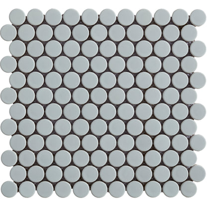 Penny Round Off-White Crystal Glazed 1" Porcelain Mosaic