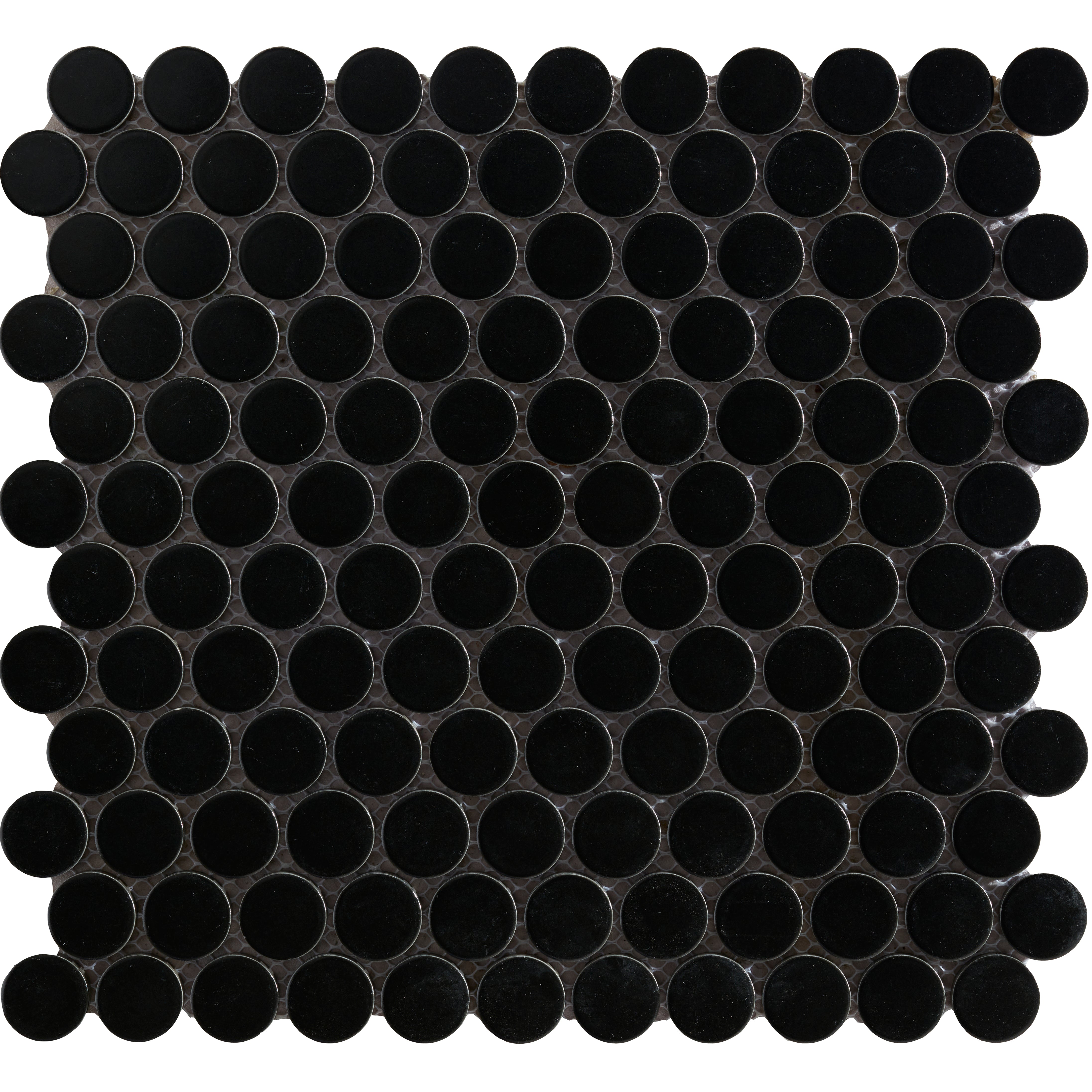 Penny Round Black Matt 1" Porcelain Mosaic