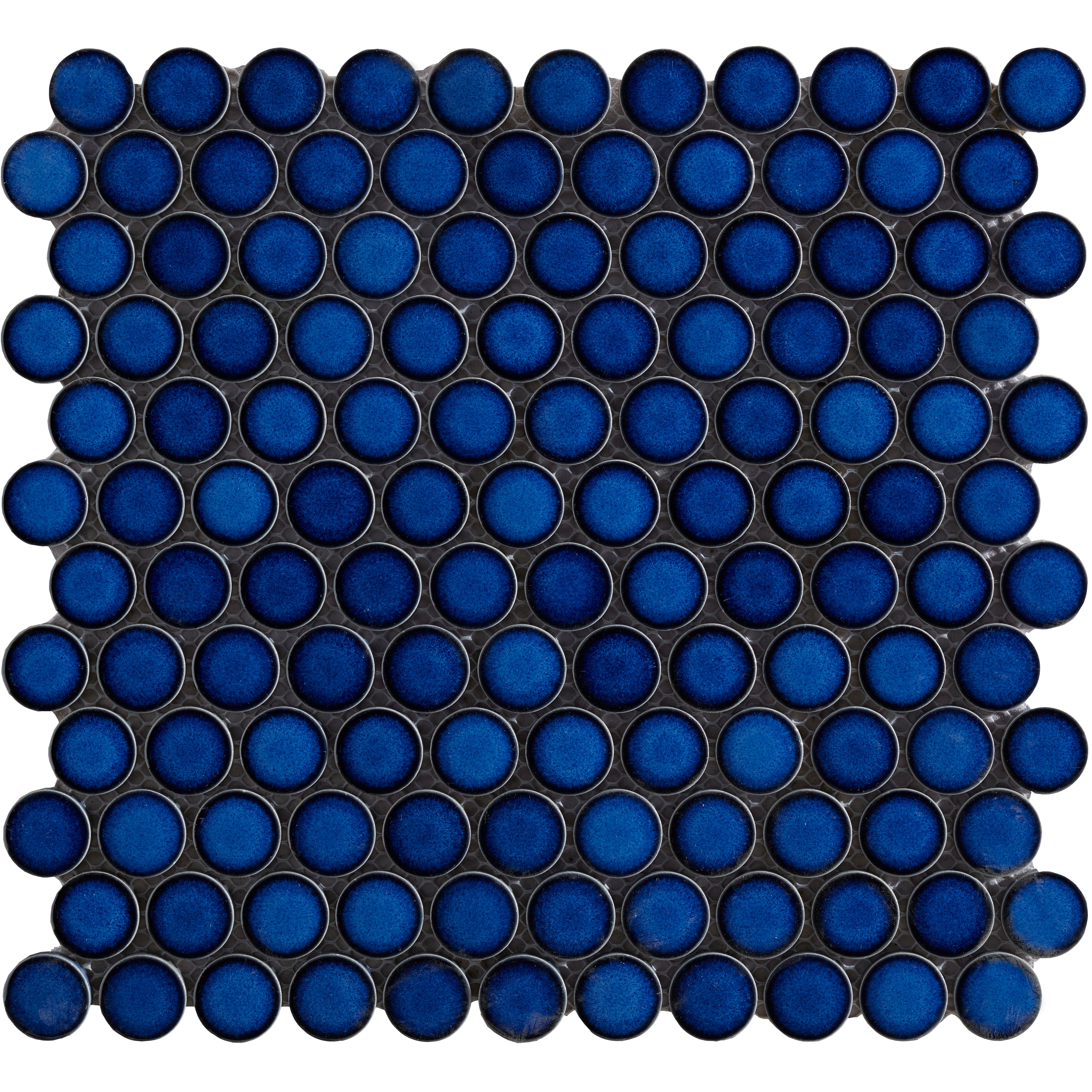 Penny Round Blue Gloss Crystal Glazed 1" Porcelain Mosaic