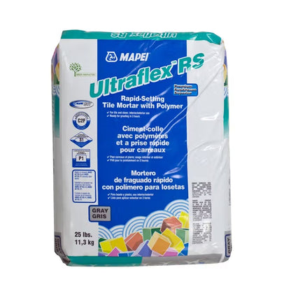 Mapei - Ultraflex RS Premium Rapid-Setting Tile Mortar with Polymer, Gray - 25 lb