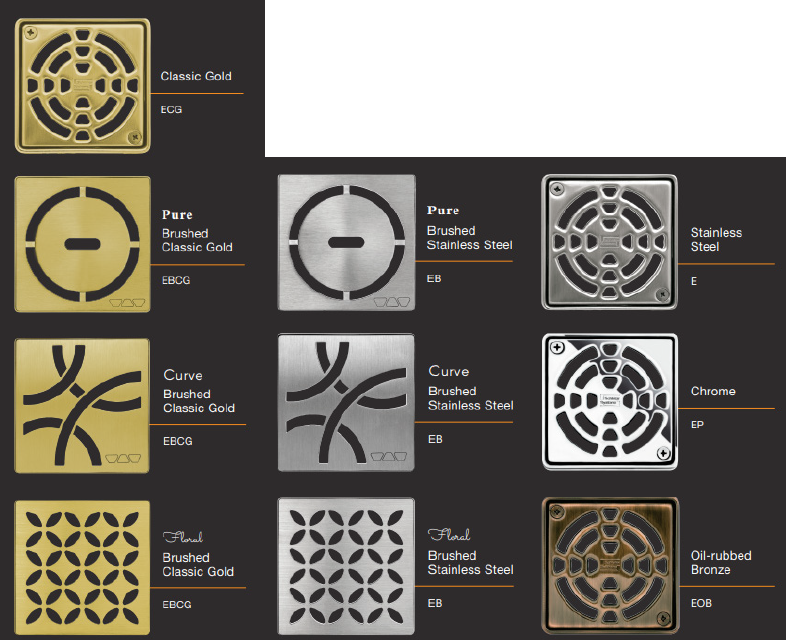 Schluter - KERDI-DRAIN Square Grate Kit Floral - Brushed Stainless Steel (V2) 4"