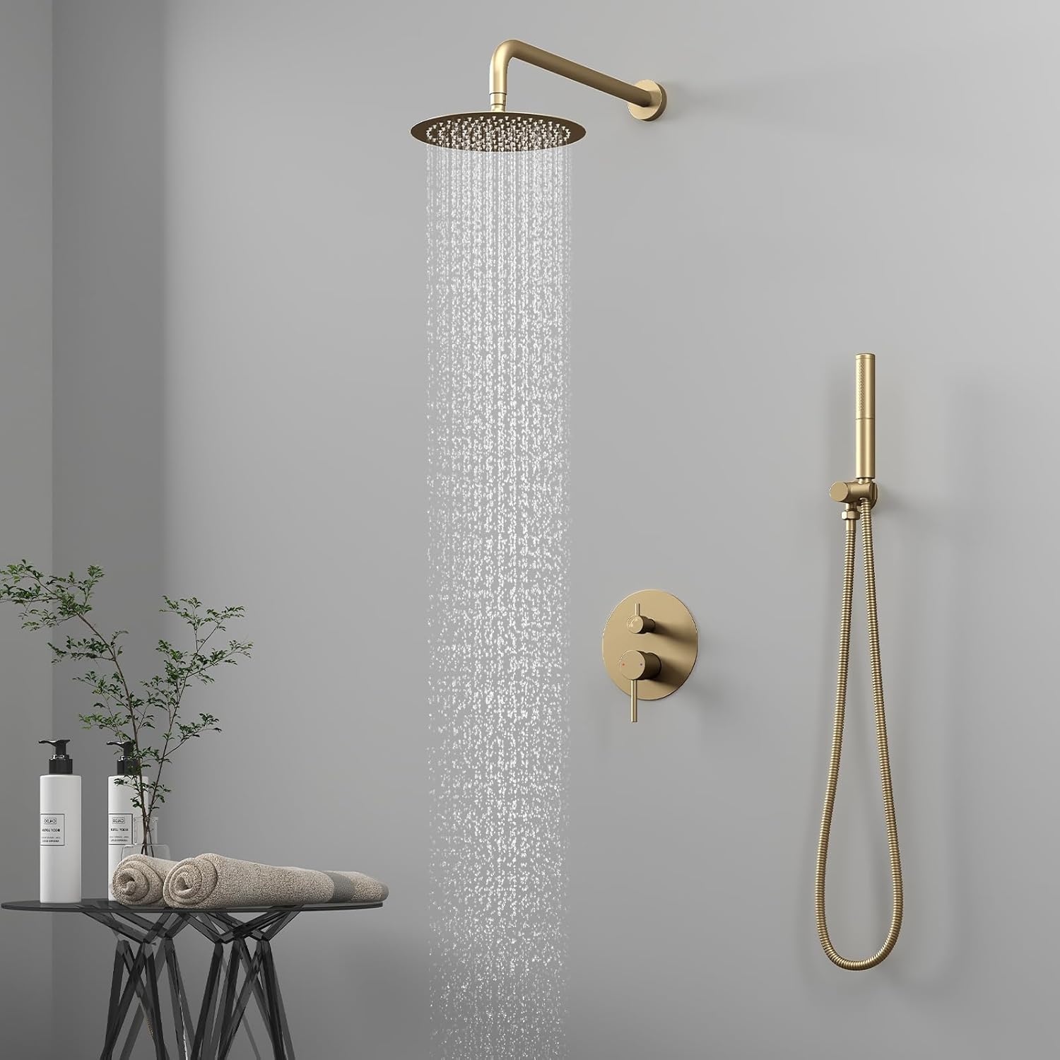 Aurelia Gold Round Shower Set