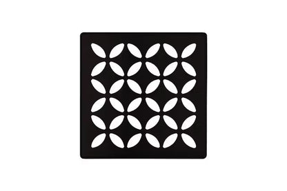 Schluter - KERDI-DRAIN Square Grate Kit Floral - Stainless Steel (V2) Matte Black 4"