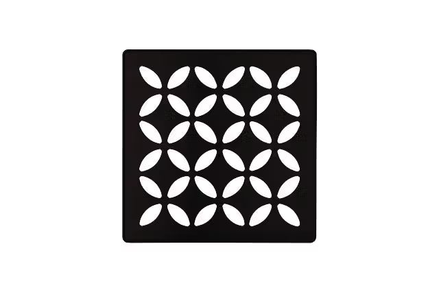 Schluter - KERDI-DRAIN Square Grate Kit Floral - Stainless Steel (V2) Matte Black 4"