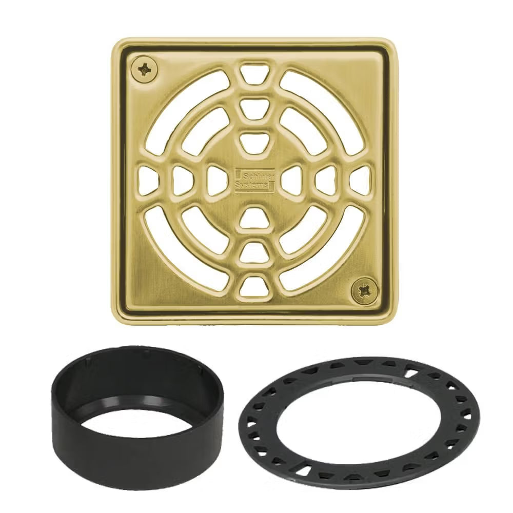 Schluter - KERDI-DRAIN Square Grate Kit Classic - Stainless Steel (V2) Classic Gold 4"