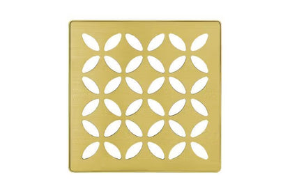 Schluter - KERDI-DRAIN Square Grate Kit Floral - Stainless Steel (V2) Brushed Classic Gold 4"