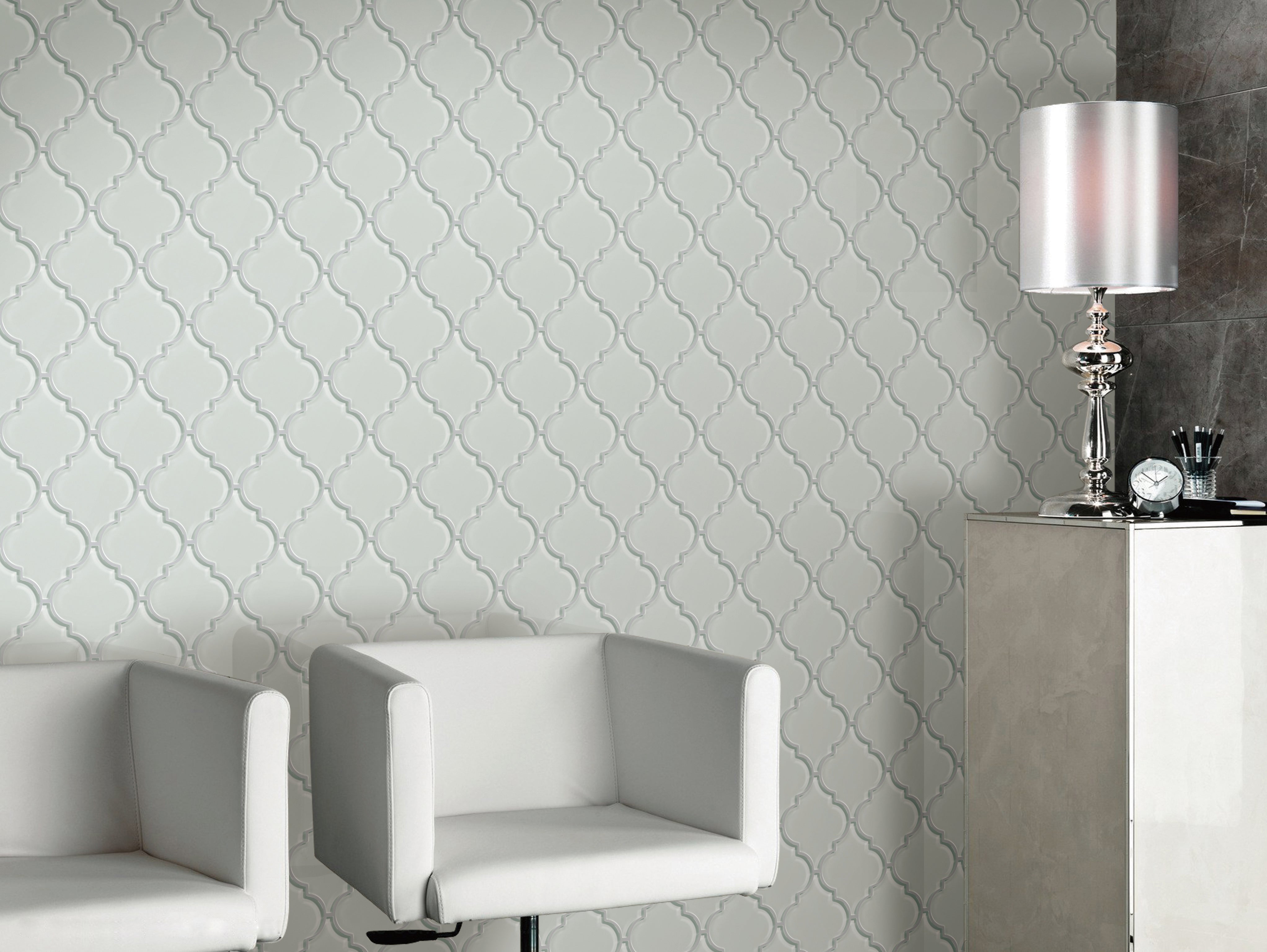 Galaxy Ice Arabesque 4" Glass Mosaic