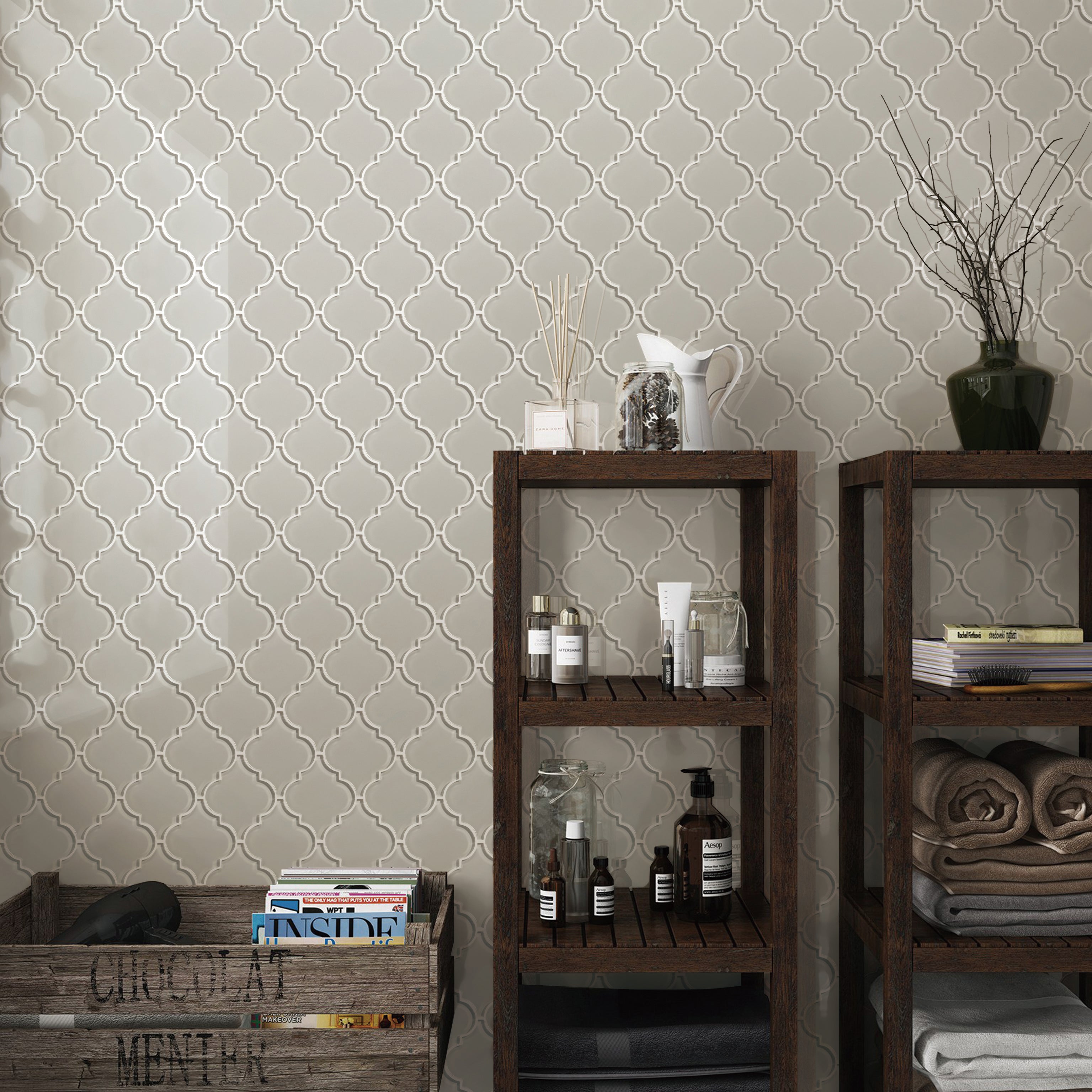 Galaxy Mist Arabesque 4" Glass Mosaic
