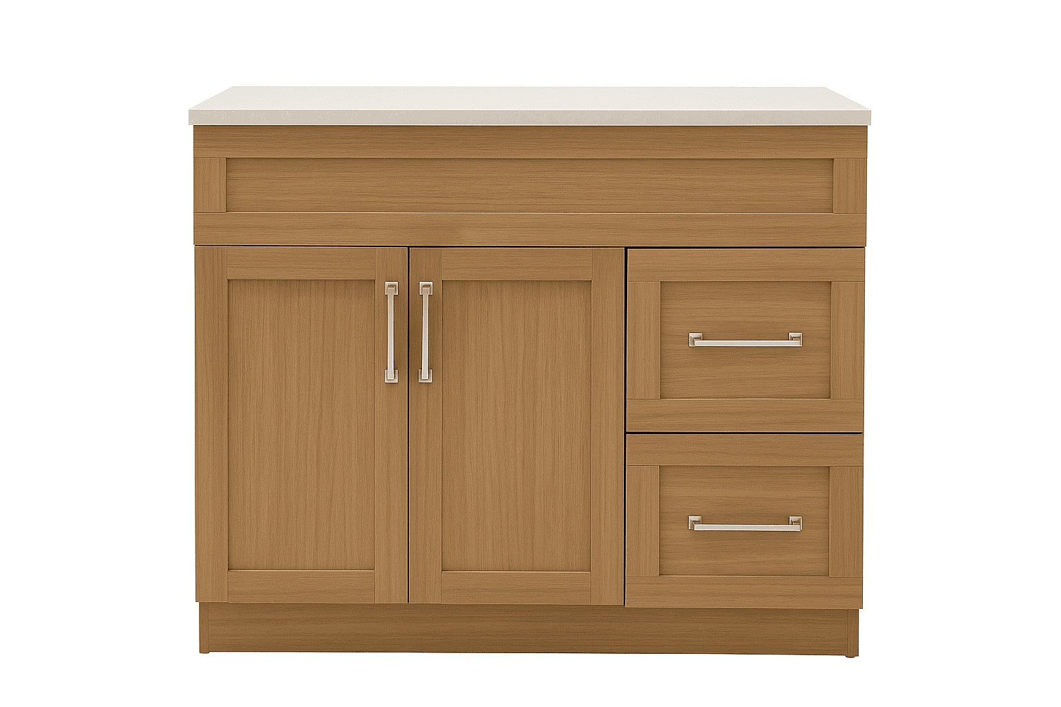 24" SHAKER BATHROOM VANITY WITH QUARTZ COUNTERTOP (COCO BROWN MDF)