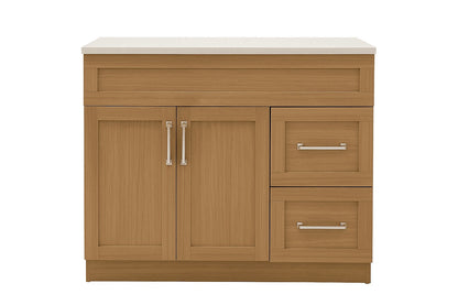 24" SHAKER BATHROOM VANITY WITH QUARTZ COUNTERTOP (COCO BROWN MDF)