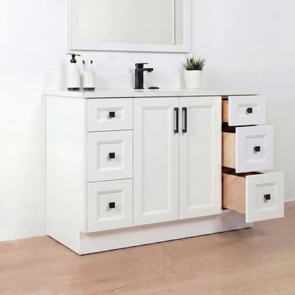 60" SINGLE SINK SHAKER BATHROOM VANITY WITH QUARTZ COUNTERTOP (SOLID WOOD)