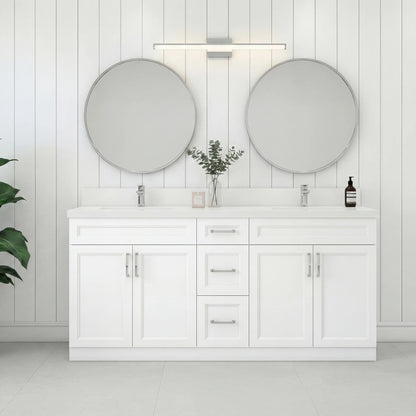 72" DOUBLE SINK SHAKER BATHROOM VANITY WITH QUARTZ COUNTERTOP (SOLID WOOD)