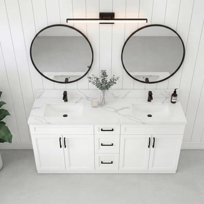 72" DOUBLE SINK SHAKER BATHROOM VANITY WITH QUARTZ COUNTERTOP (SOLID WOOD)