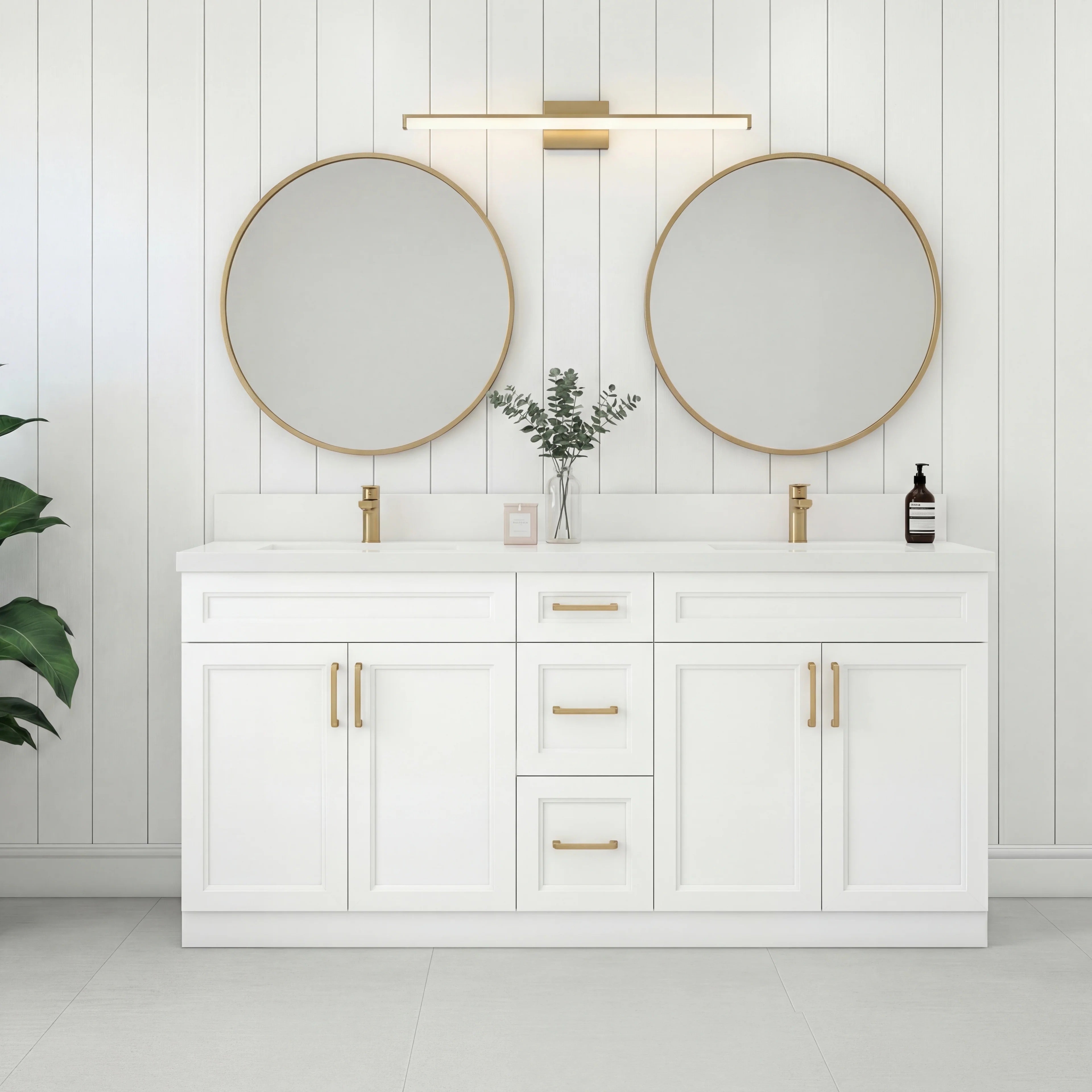 72" DOUBLE SINK SHAKER BATHROOM VANITY WITH QUARTZ COUNTERTOP (SOLID WOOD)