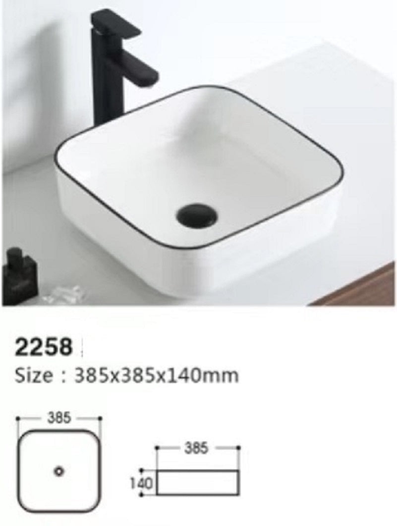 Model 2258 – White & Black Vessel Sink