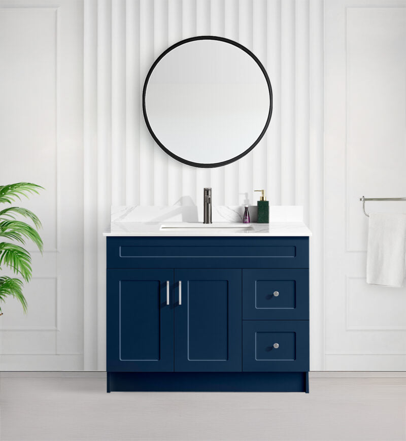 36" SHAKER BATHROOM VANITY WITH QUARTZ COUNTERTOP (MDF)