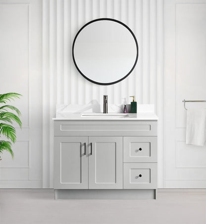 42" SHAKER BATHROOM VANITY WITH QUARTZ COUNTERTOP (MDF)