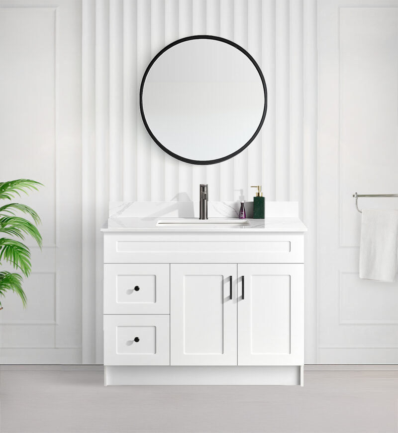 36" SHAKER BATHROOM VANITY WITH QUARTZ COUNTERTOP (MDF)