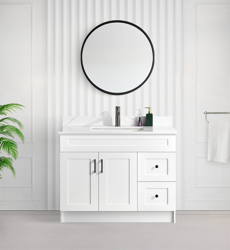42" SHAKER BATHROOM VANITY WITH QUARTZ COUNTERTOP (MDF)