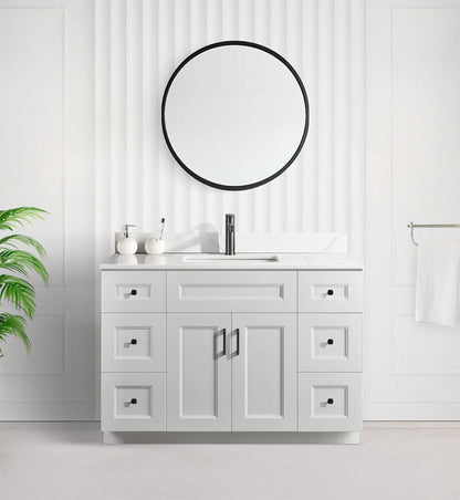 48" SHAKER BATHROOM VANITY WITH QUARTZ COUNTERTOP (SOLID WOOD)