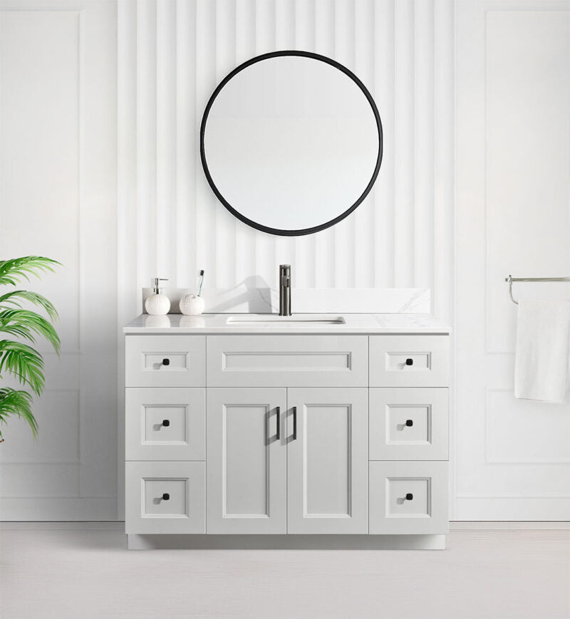 48" SHAKER BATHROOM VANITY WITH QUARTZ COUNTERTOP (SOLID WOOD)